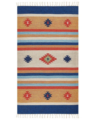 Wyld And Coco Kilim Area Rug, Handwoven Reversible Cotton, Multicolour Geometric, 80 X 150 Cm - image 1