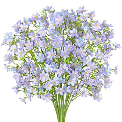 Artificial Flowers 8Pcs Loose Fake Flowers Long Stem Artificial Flower Outdoor Uv Resistant Artificial Plant (Purple - image 1