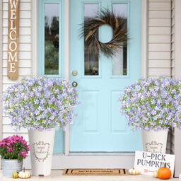 Artificial Flowers 8Pcs Loose Fake Flowers Long Stem Artificial Flower Outdoor Uv Resistant Artificial Plant (Purple - thumbnail 5
