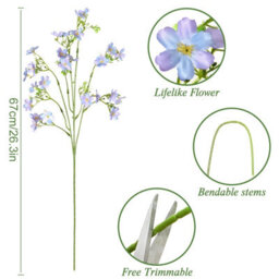 Artificial Flowers 8Pcs Loose Fake Flowers Long Stem Artificial Flower Outdoor Uv Resistant Artificial Plant (Purple - thumbnail 2