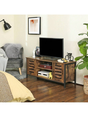 Songmics Vasagle Tv Stand Tv Stand With Shelves And Storage Cupboards, Louvered Doors, For Living Room, Playroom, Industrial Style - image 1