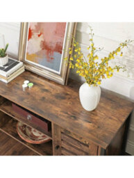 Songmics Vasagle Tv Stand Tv Stand With Shelves And Storage Cupboards, Louvered Doors, For Living Room, Playroom, Industrial Style - thumbnail 3