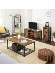 Songmics Vasagle Tv Stand Tv Stand With Shelves And Storage Cupboards, Louvered Doors, For Living Room, Playroom, Industrial Style - thumbnail 2