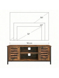 Songmics Vasagle Tv Stand Tv Stand With Shelves And Storage Cupboards, Louvered Doors, For Living Room, Playroom, Industrial Style - thumbnail 7
