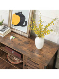 Songmics Vasagle Tv Stand Tv Stand With Shelves And Storage Cupboards, Louvered Doors, For Living Room, Playroom, Industrial Style - thumbnail 4