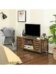 Songmics Vasagle Tv Stand Tv Stand With Shelves And Storage Cupboards, Louvered Doors, For Living Room, Playroom, Industrial Style - thumbnail 1