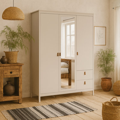 Wyld Haus Wildberry Cashmere 3-Door Wardrobe With Central Mirror And 2 Drawers, Leather Handles - image 1