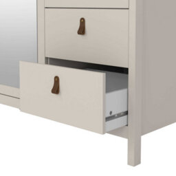 Wyld Haus Wildberry Cashmere 3-Door Wardrobe With Central Mirror And 2 Drawers, Leather Handles - thumbnail 8