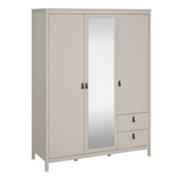 Wyld Haus Wildberry Cashmere 3-Door Wardrobe With Central Mirror And 2 Drawers, Leather Handles - thumbnail 3
