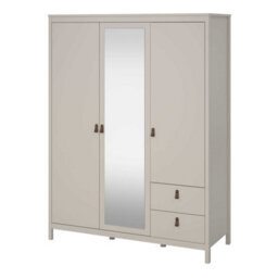 Wyld Haus Wildberry Cashmere 3-Door Wardrobe With Central Mirror And 2 Drawers, Leather Handles - thumbnail 5