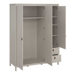 Wyld Haus Wildberry Cashmere 3-Door Wardrobe With Central Mirror And 2 Drawers, Leather Handles - thumbnail 7