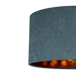 Blue Gold Effect Ribbed Velvet Drum Lamp Shade (D)40Cm - thumbnail 4