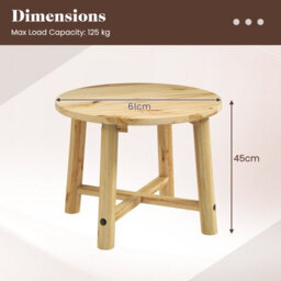 Gainoom Outdoor Natural Side Table Patio End Table W/ Solid Wood Structure - thumbnail 2