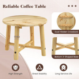Gainoom Outdoor Natural Side Table Patio End Table W/ Solid Wood Structure - thumbnail 6
