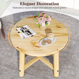 Gainoom Outdoor Natural Side Table Patio End Table W/ Solid Wood Structure - thumbnail 7
