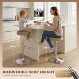 Homcom Bar Stools Set Of 2, Height Adjustable Breakfast Bar Chairs, Brown - thumbnail 4
