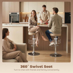Homcom Bar Stools Set Of 2, Height Adjustable Breakfast Bar Chairs, Brown - thumbnail 5