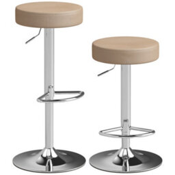 Homcom Bar Stools Set Of 2, Height Adjustable Breakfast Bar Chairs, Brown - thumbnail 2