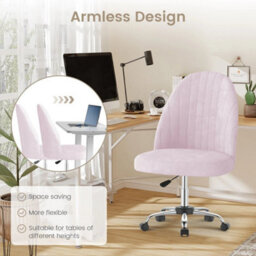 Pink  Swivel Makeup Vanity Chair Adjustable Desk Chair For Bedroom Home Office - thumbnail 2