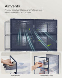 Songmics 18 Storage Boxes, Stackable Shoe Storage, Foldable & Versatile Containers, Transparent & Charcoal Blue - thumbnail 6