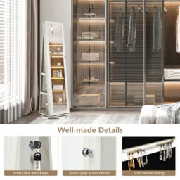 Costway 3-In-1 Rotating Jewelry Armoire Freestanding Lockable Jewelry Organizer W/ Makeup Mirror - thumbnail 6