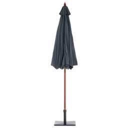 Wyld And Coco Birchwood Garden Parasol Grey Fabric 270Cm Diameter Foldable Outdoor With Solid Birch Wood Pole - thumbnail 6
