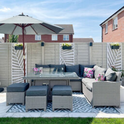 Wyld And Coco Birchwood Garden Parasol Grey Fabric 270Cm Diameter Foldable Outdoor With Solid Birch Wood Pole - thumbnail 2
