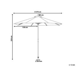 Wyld And Coco Birchwood Garden Parasol Grey Fabric 270Cm Diameter Foldable Outdoor With Solid Birch Wood Pole - thumbnail 3