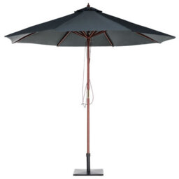 Wyld And Coco Birchwood Garden Parasol Grey Fabric 270Cm Diameter Foldable Outdoor With Solid Birch Wood Pole - thumbnail 4