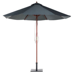Wyld And Coco Birchwood Garden Parasol Grey Fabric 270Cm Diameter Foldable Outdoor With Solid Birch Wood Pole - thumbnail 5