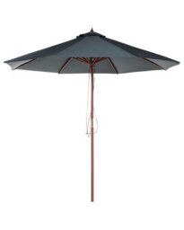 Wyld And Coco Birchwood Garden Parasol Grey Fabric 270Cm Diameter Foldable Outdoor With Solid Birch Wood Pole - thumbnail 1
