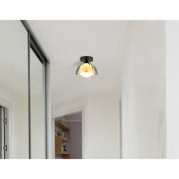 Luminosa Lighting Luminosa Eva Bowl Semi Flush Ceiling Light Matt Black Smoke Glass Shade 1X G9 - thumbnail 3