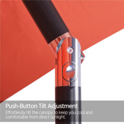 Yaheetech 2.7M Orange Patio Parasol Umbrella W/ Push Button Tilt And Crank - thumbnail 8