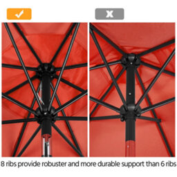 Yaheetech 2.7M Orange Patio Parasol Umbrella W/ Push Button Tilt And Crank - thumbnail 7
