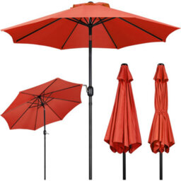 Yaheetech 2.7M Orange Patio Parasol Umbrella W/ Push Button Tilt And Crank - thumbnail 9