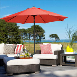 Yaheetech 2.7M Orange Patio Parasol Umbrella W/ Push Button Tilt And Crank - thumbnail 1