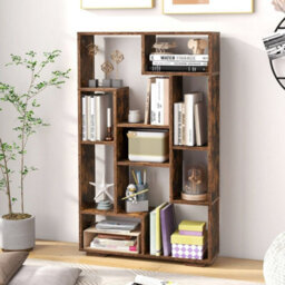 120Cm Tall Bookshelf Contemporary Geometric Bookcase Book Storage Organizer - thumbnail 4