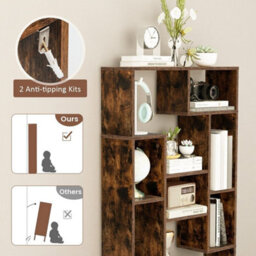 120Cm Tall Bookshelf Contemporary Geometric Bookcase Book Storage Organizer - thumbnail 3