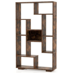 120Cm Tall Bookshelf Contemporary Geometric Bookcase Book Storage Organizer - thumbnail 6