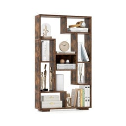 120Cm Tall Bookshelf Contemporary Geometric Bookcase Book Storage Organizer - thumbnail 5