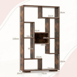 120Cm Tall Bookshelf Contemporary Geometric Bookcase Book Storage Organizer - thumbnail 2