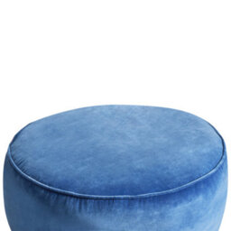 Wyld And Coco Blue Velvet Round Pouffe Ottoman With Handle - W60 X D60 X H25Cm - thumbnail 4