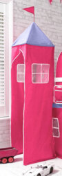 Nöa & Nani Moro Cabin Kids Solid Wood Midsleeper Bed With Cotton Pink Tent, Tower & Tunnel In Classic White - thumbnail 3