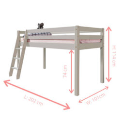 Nöa & Nani Moro Cabin Kids Solid Wood Midsleeper Bed With Cotton Pink Tent, Tower & Tunnel In Classic White - thumbnail 5