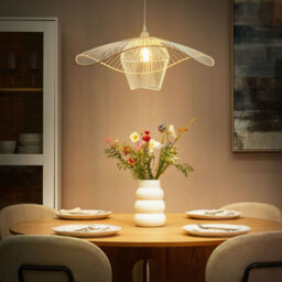 Wyld And Coco Black Metal And Rattan Pendant Lamp W60 X D60 X H110Cm, Boho Ceiling Light With Adjustable Cord - thumbnail 2