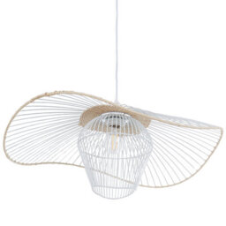 Wyld And Coco Black Metal And Rattan Pendant Lamp W60 X D60 X H110Cm, Boho Ceiling Light With Adjustable Cord - thumbnail 1
