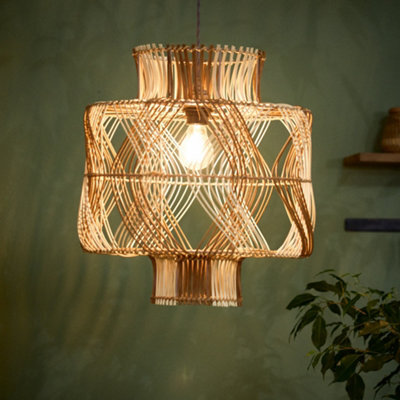 Dibor Two-Tone Woven Natural Home Décor Ceiling Light Shade H44 X D40Cm - image 1