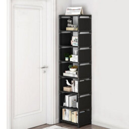 Thehotsale 8-Tier Plastic Shoe Storage Freestanding Adjustable Shoe Storage Rack Black - thumbnail 2