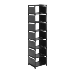 Thehotsale 8-Tier Plastic Shoe Storage Freestanding Adjustable Shoe Storage Rack Black - thumbnail 3