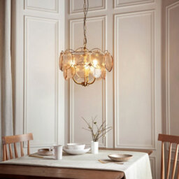 Luminosa Lighting Luminosa Thistle Pendant Ceiling Light Brushed Aged Brass Plate & Handmade Champagne Glass 3 X 7W Led E14 - thumbnail 2